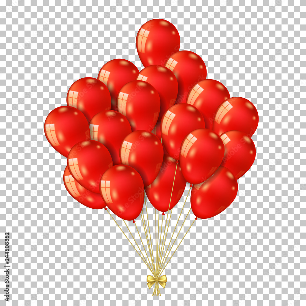 Red balloons isolated on transparent background Red balloons isolated on transparent background