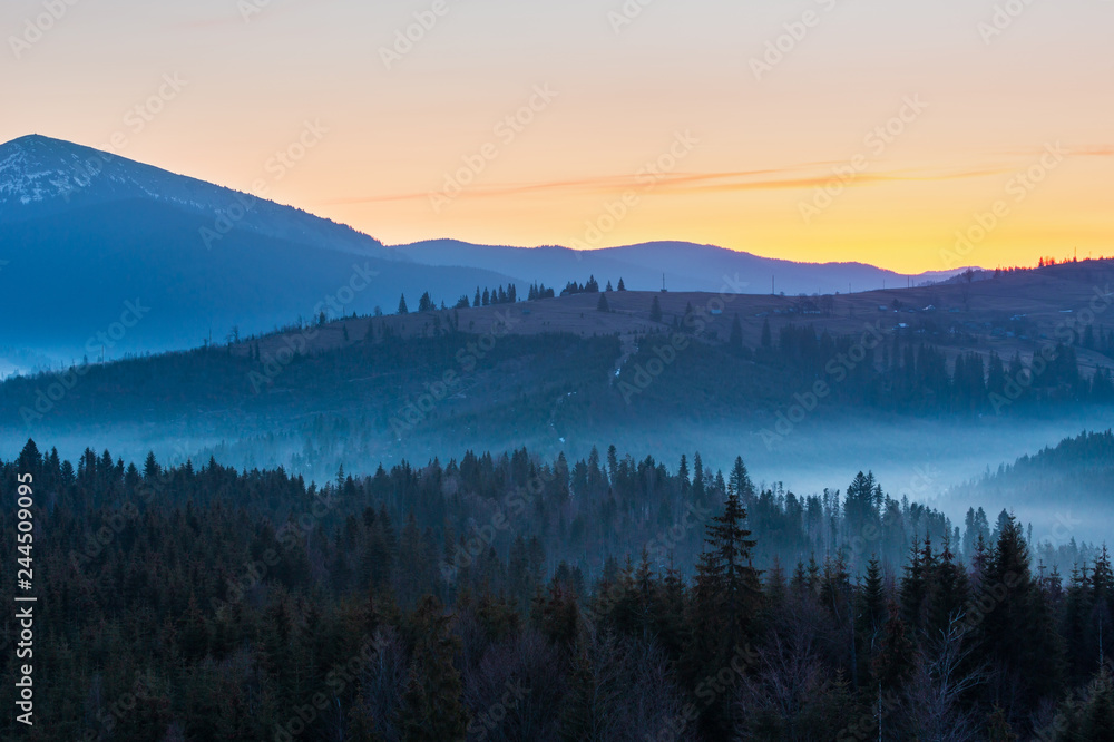 Early morning spring Carpathian mountains
