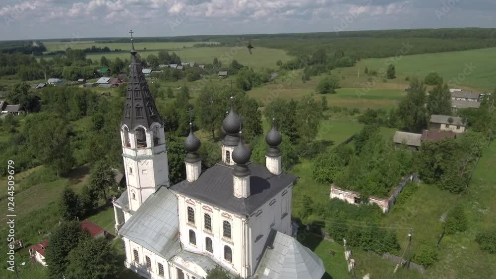 temple in the village, top view from quadrocopter temple in the village, top view from quadrocopter