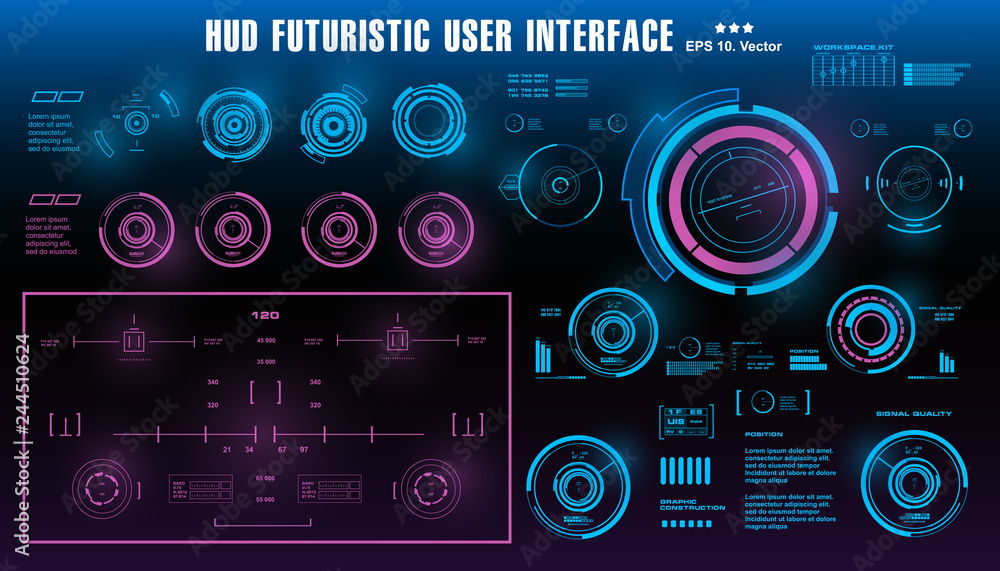 Sci-fi futuristic hud dashboard display virtual reality technology screen, target Sci-fi futuristic hud dashboard display virtual reality technology screen, target