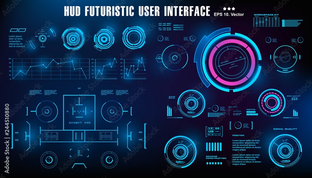 Sci-fi futuristic hud dashboard display virtual reality technology screen, target Sci-fi futuristic hud dashboard display virtual reality technology screen, target