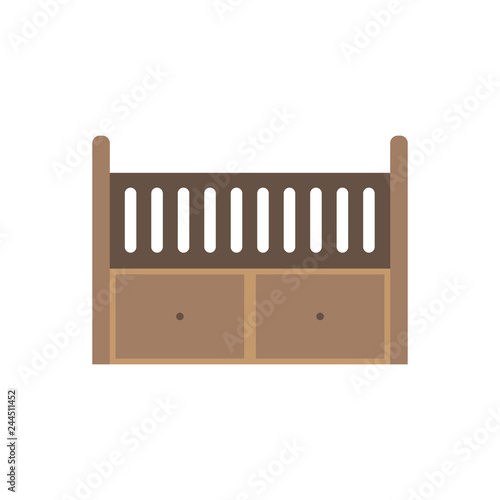 baby crib colored flat icon vector design illustration