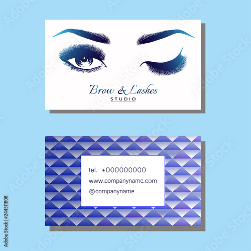 Business card with Beautiful girl brow and eye