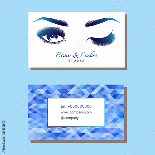 Business card with Beautiful girl brow and eye