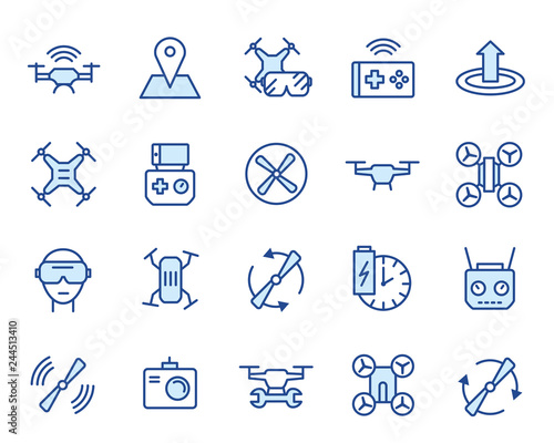 Drohnen, Quadrocopter, Multicopter Vector Icon Illustration Set