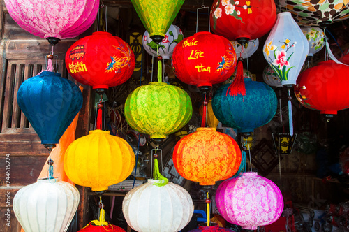 Hoi An  Central Vietnam. Shop Traditional Vietnamese silk lanterns in Old Town Hoi An  Central Vietnam.
