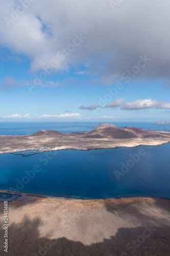 Canary Islands, Graciosa island view from observation point Mirador del Rio