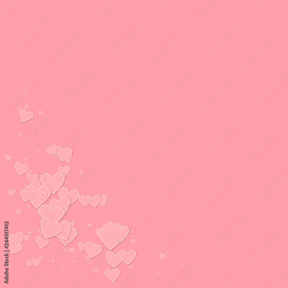 Pink heart love confettis. Valentine's day corner Pink heart love confettis. Valentine's day corner