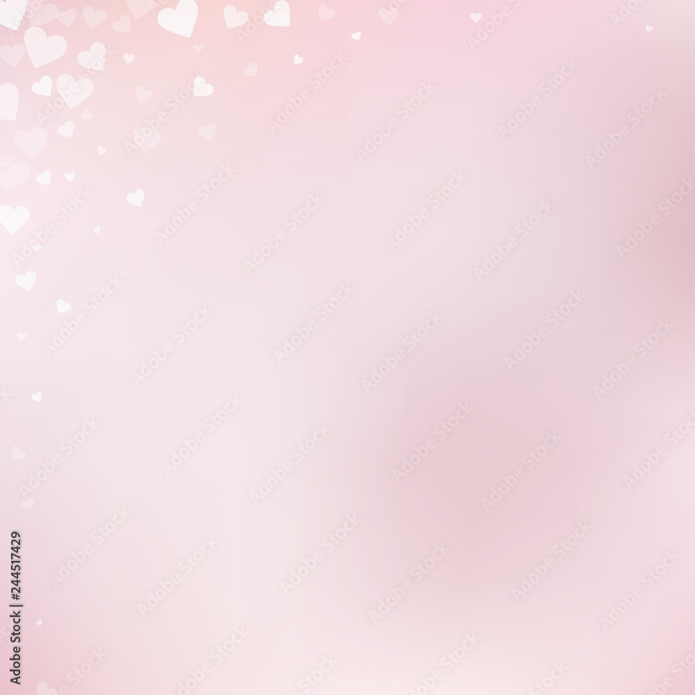 White heart love confettis. Valentine's day corner White heart love confettis. Valentine's day corner