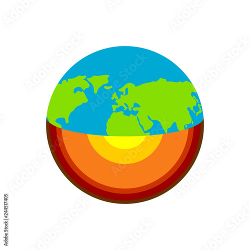 Earth structure. Planet scheme geology. Core and geological crust