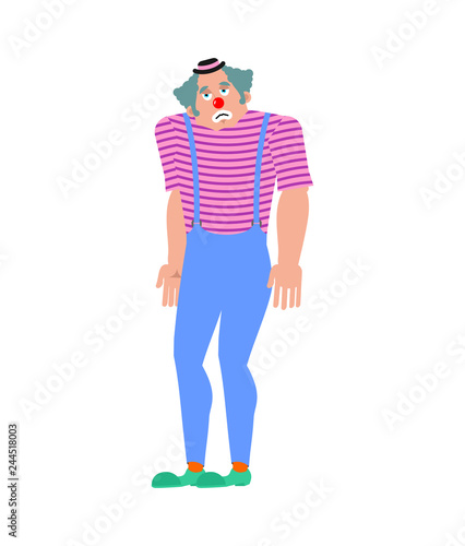 Clown sad. funnyman sorrowful. harlequin sorry. Vector illustration