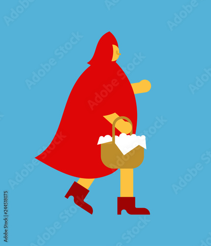 Little Red Riding Hood and Basket of pies. Girl in red cape