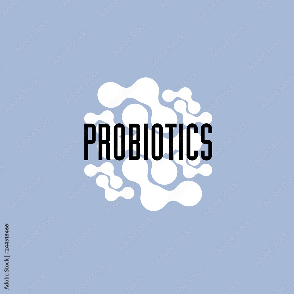 Probiotics logo. Bacteria logo. Concept of healthy nutrition ingredient for therapeutic purposes. Simple flat style trend modern logotype graphic design isolated Probiotics logo. Bacteria logo. Concept of healthy nutrition ingredient for therapeutic purposes. Simple flat style trend modern logotype graphic design isolated