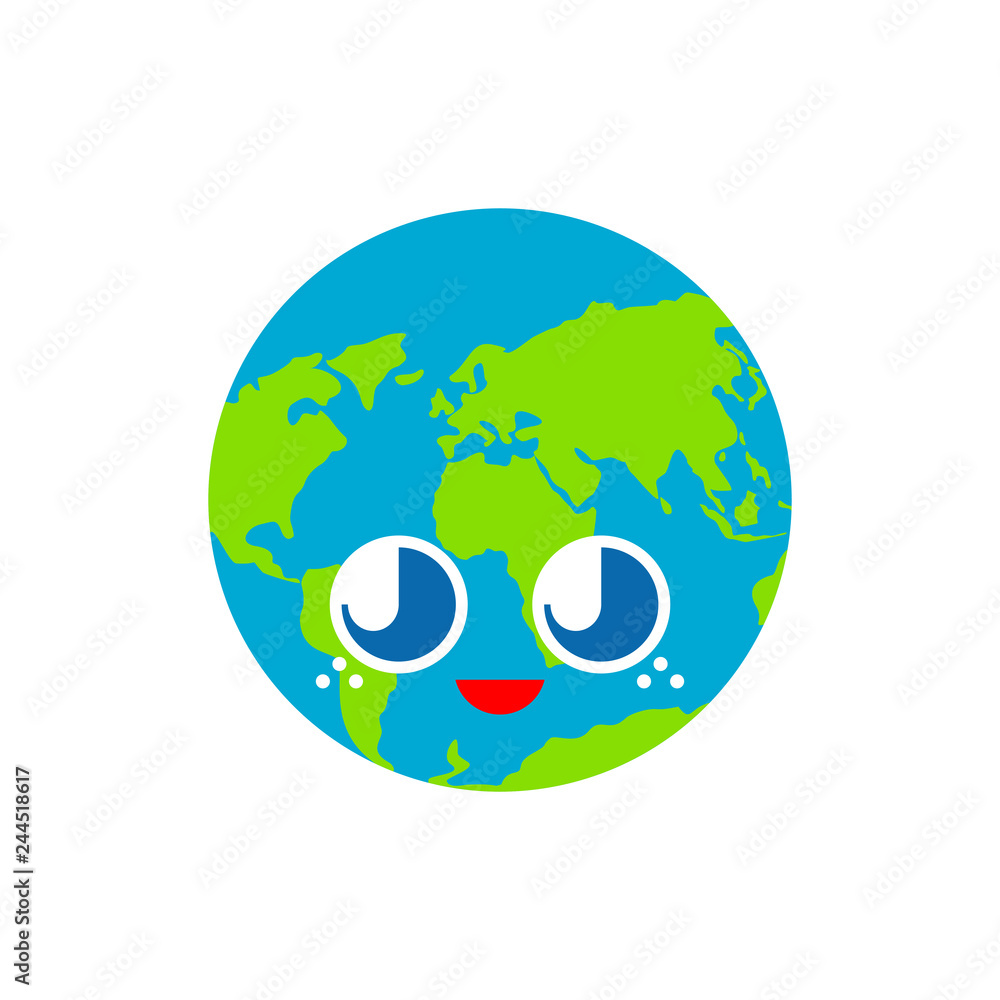 Cute earth isolated. funny planet cartoon style. kids character. Childrens style. Cute earth isolated. funny planet cartoon style. kids character. Childrens style.