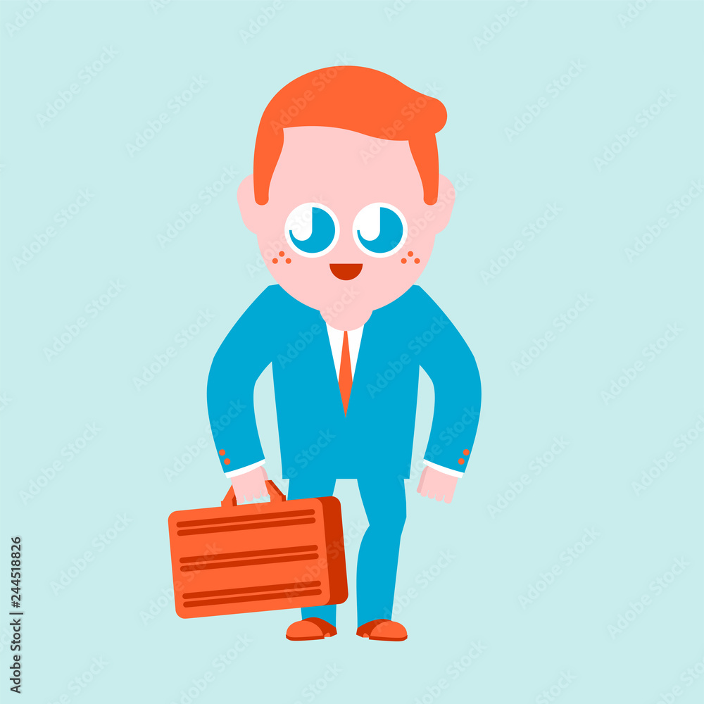 Cute Boss isolated. funny Businessman cartoon style. kids character. Childrens style. Cute Boss isolated. funny Businessman cartoon style. kids character. Childrens style.