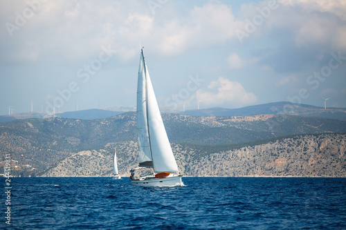 Sailing yachts in the Aegean sea, Greece.