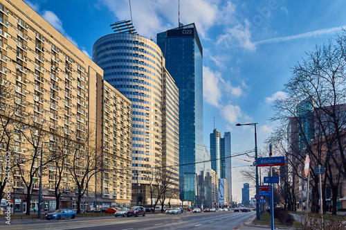 Warsaw, Poland - March 05, 2017: Q22 is a neomodern office building, combines elegance and functionality, in the most prestigious office location in Warsaw.