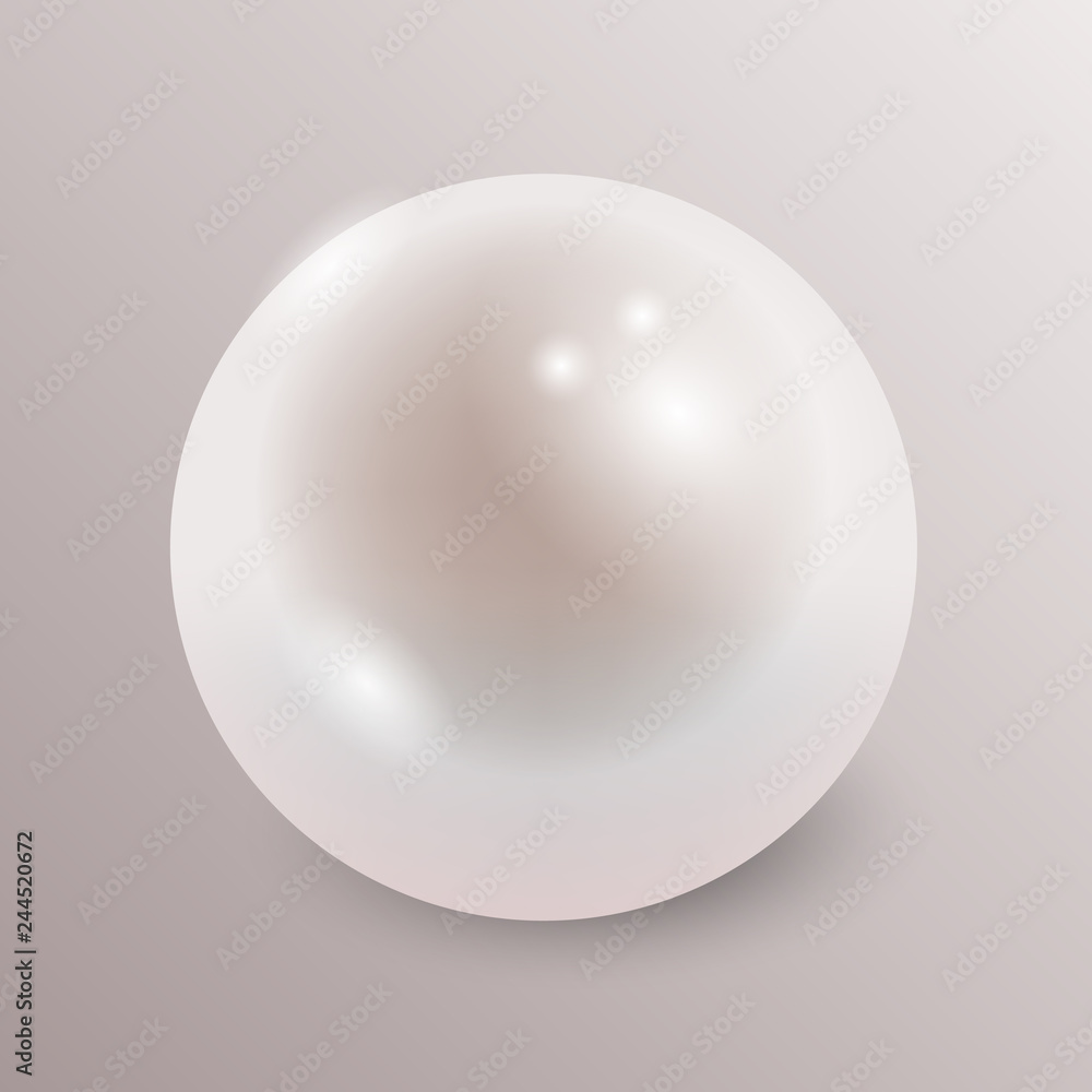 Obraz premium 8 March greeting card template with two shiny pearls forming number 8 and bow and ribbon on pink background with scattered pearls. International Women's day background. Vector illustration