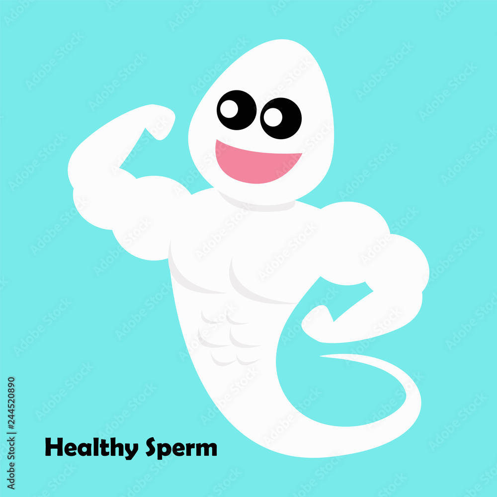 healthy sperm cartoon character isolated on blue background. Stock Vector |  Adobe Stock