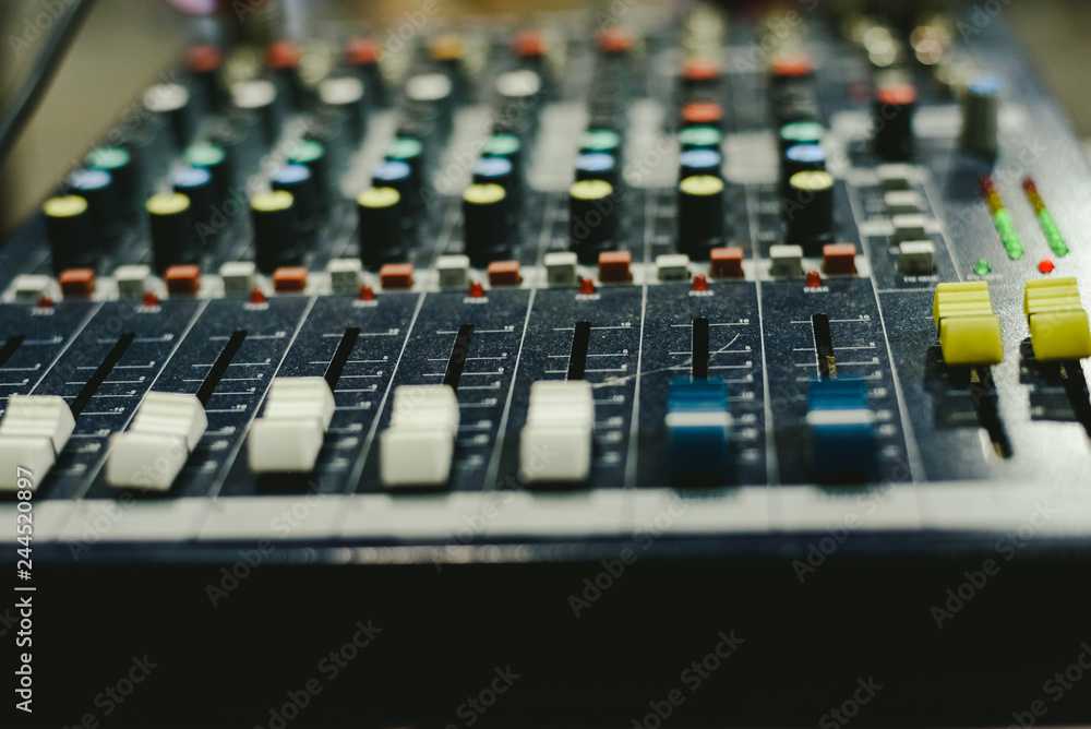 Audio mixer used by a DJ Audio mixer used by a DJ