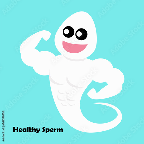 healthy sperm cartoon character isolated on blue background.