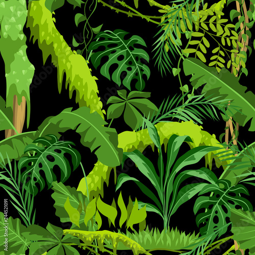 Seamless pattern with jungle plants.