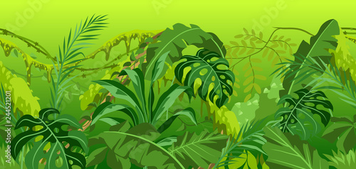 Seamless pattern with jungle plants.