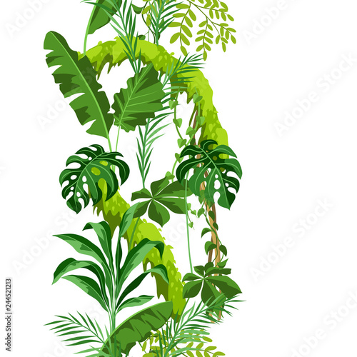 Seamless pattern with jungle plants.