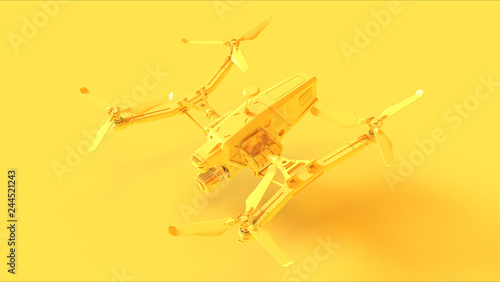 Yellow Unmanned Aerial Vehicle Drone 3d illustration 3d render