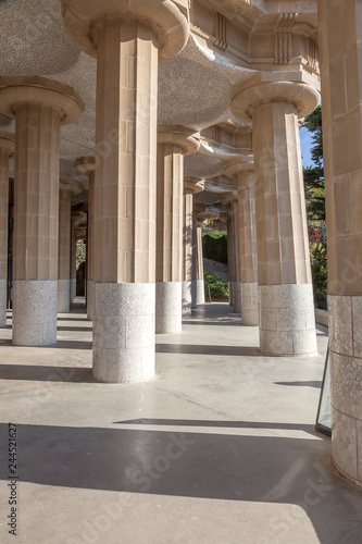 Barcelona. In the Park Guell. Colonnade