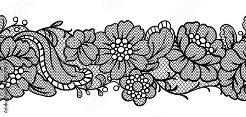 Seamless lace pattern with flowers.
