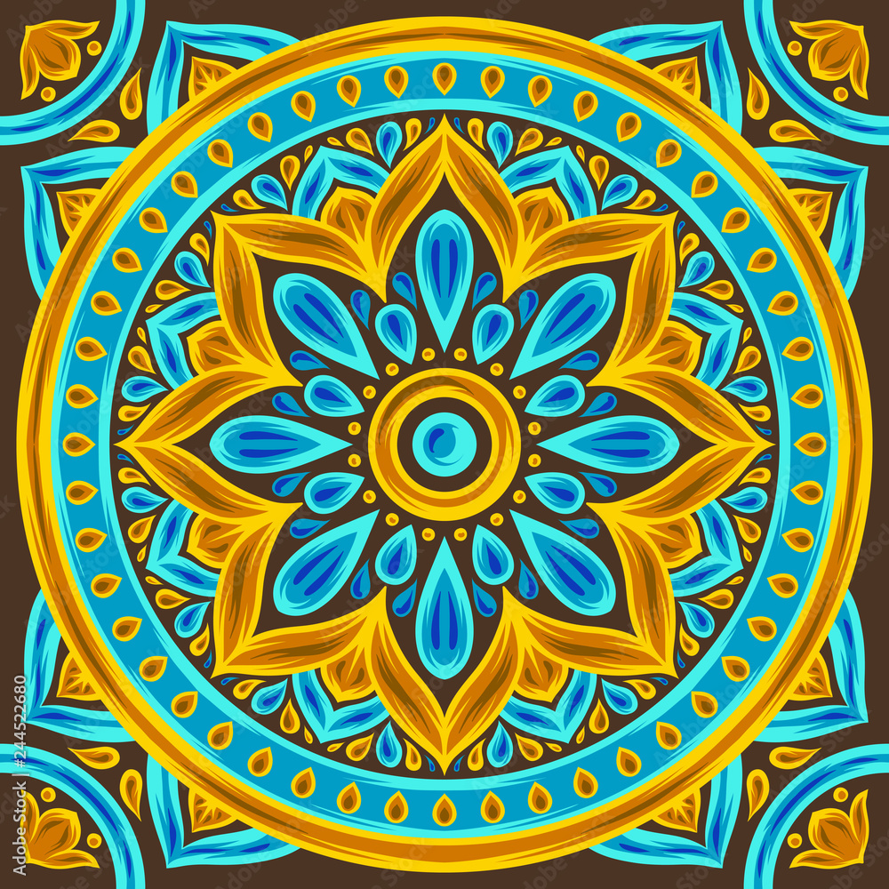 Naklejka premium Moroccan ceramic tile pattern.