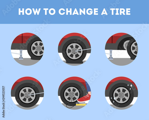 How to change a tire instruction for car