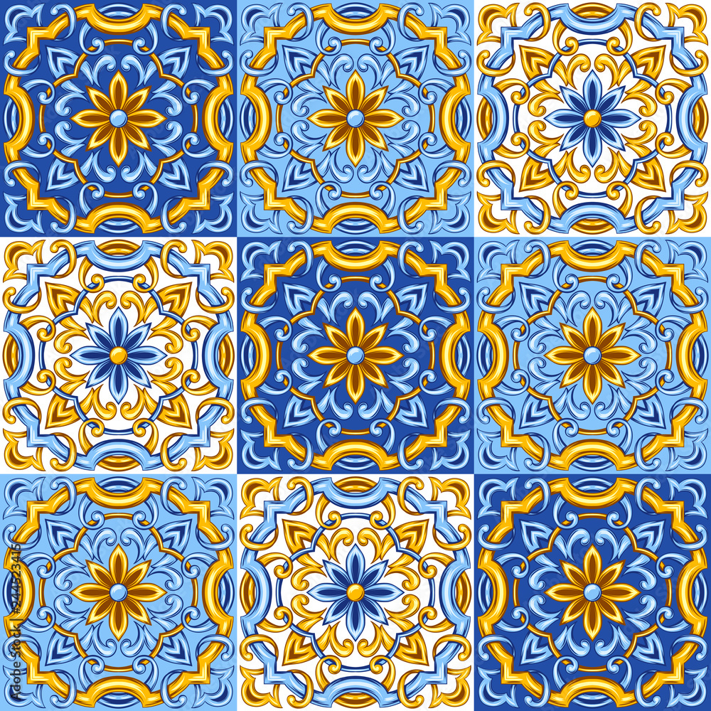 Portuguese azulejo ceramic tile pattern. Portuguese azulejo ceramic tile pattern.