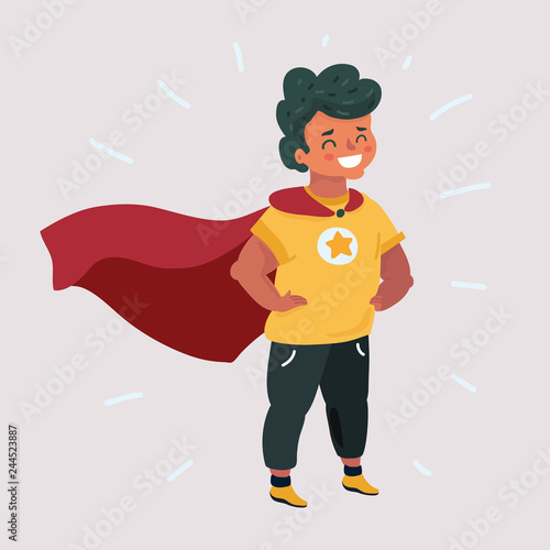 Comic brave boy in Superhero costume.