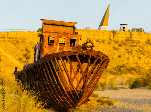 Photography The ecological catastrophy on the Aral Sea in Uzbekistan, Ship Graveyard in Muyn
