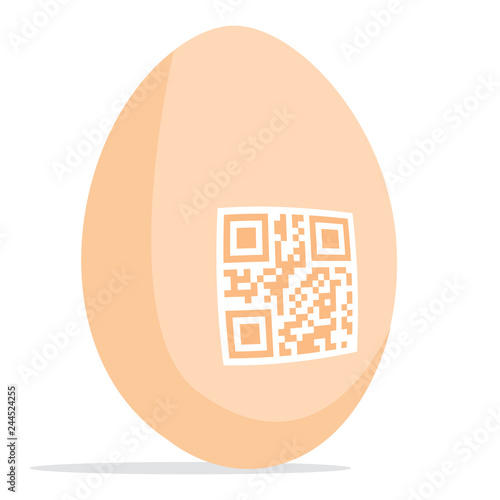 Brown egg stamped with qr code