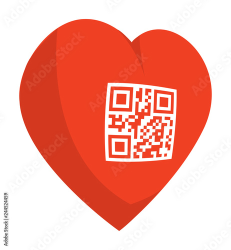 Red heart stamped with qr code photo