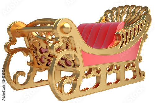 sleigh of Santa Claus, isolated on white background. 3d