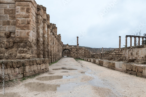Quadro su tela The road leading from South Gate in the ruins of the great Roman city of Jerash