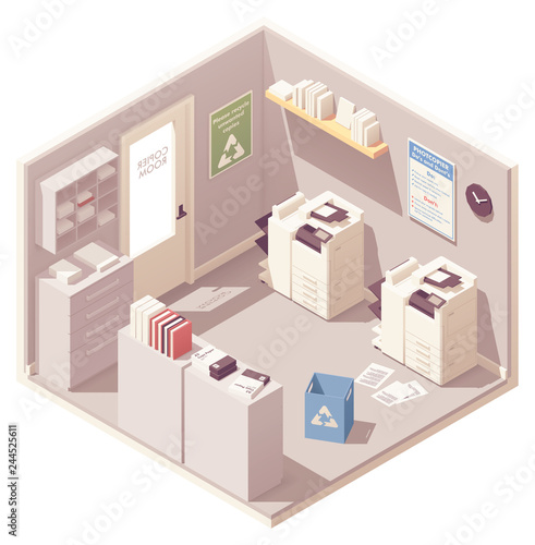 Vector isometric office copy room