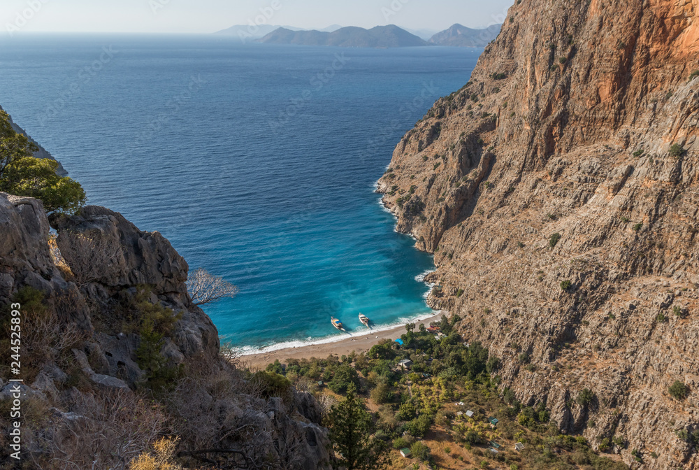 Ölüdeniz, Turkey - one of the most wonderful resorts of the Southern Turkey and probably of the Mediterranean Sea, the Butterfly Beach is famous for its turquoise water and the breathtaking landscape