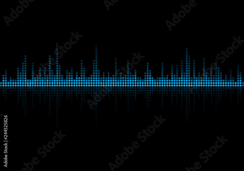 Sound wave vector background. Blue digital equalizer
