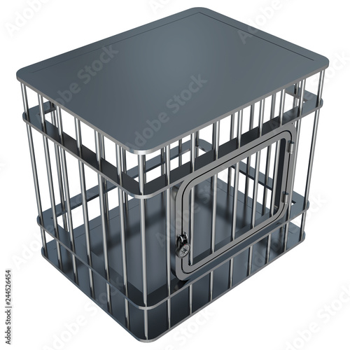Steel cage. Isolated on white background. 3d