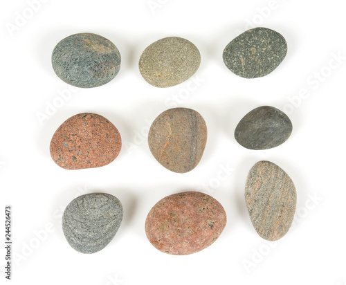 sea pebbles isolated on white