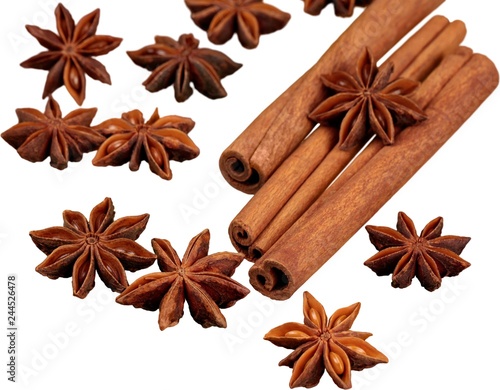 Star Anise With Cinnamon Sticks - Isolated