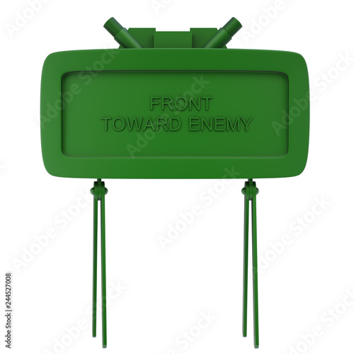 The M18A1 Claymore is a directional anti-personnel mine used by the U.S. military. Isolated on white background. 3d