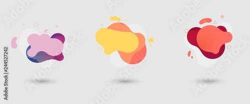 Set of abstract liquid shape. Fluid design. Dynamical colored forms and line. Abstract banners with flowing liquid shapes. Template for the design of a logo, flyer or presentation.
