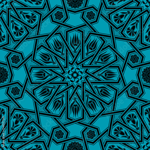 Turquoise Colorful Ottoman Star Transition Patterned