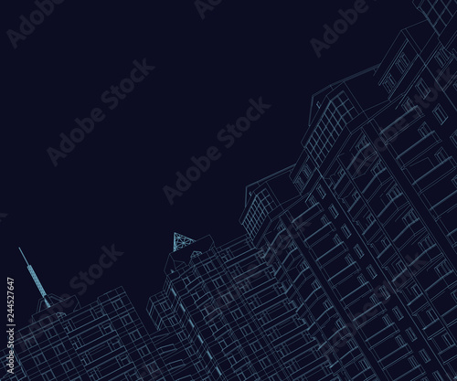Background with the outlines of residential buildings